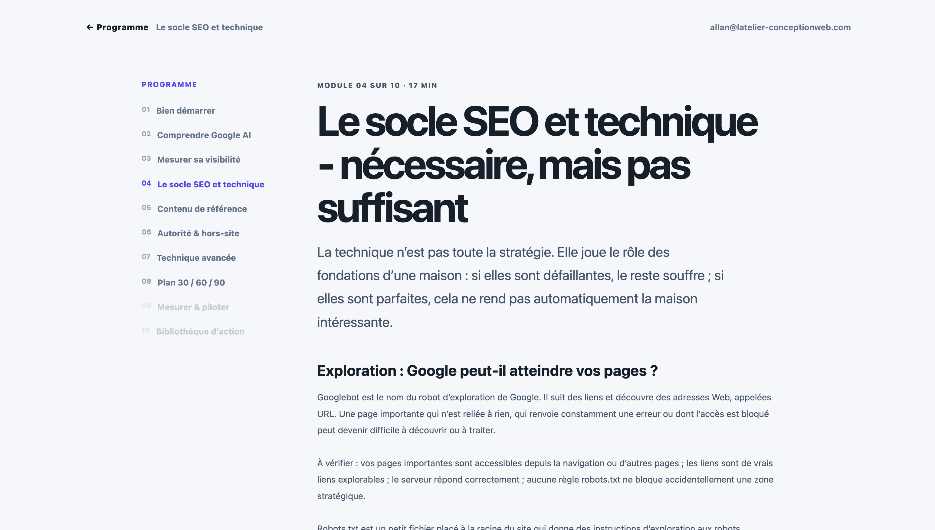 Contenu d’un module du programme